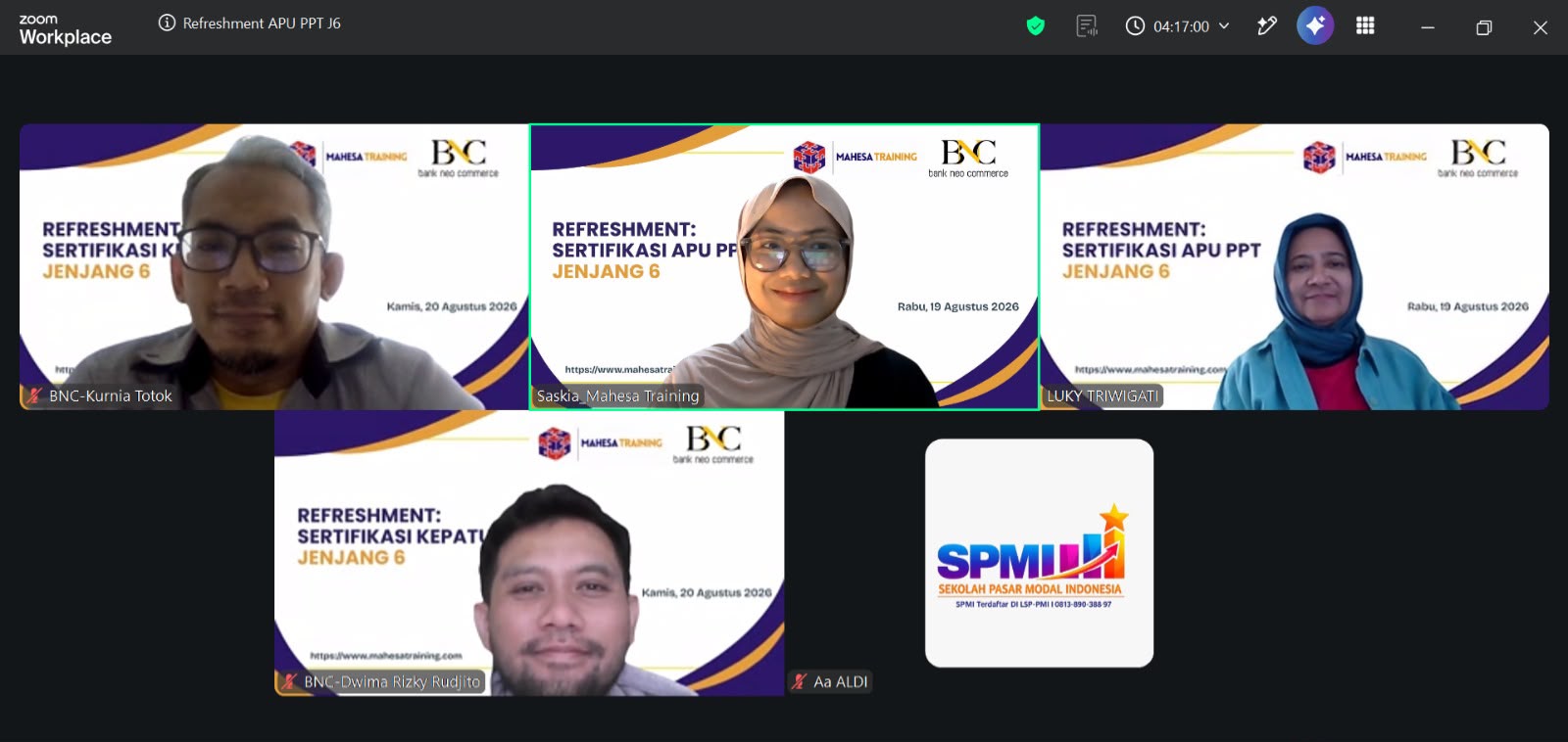 Refreshment Sertifikasi Kepatuhan Jenjang 5, Bank Neo Commerce, 19 Agustus 2026.